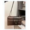 Retro Cowhide Box Bag, Autumn and Winter New Lunch Box Bag, Casual Large-capacity Portable One-shoulder Oblique Span Bride Bag