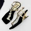 Fashion Luxury Metal Flower Decoration Sandals Women Fashion Square Toe Ankle Buckle Strange Style Sandals Elegant Banquet Dress Shoes