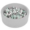 Soft Ball Pit Pool 90x30cm/200 Balls Round for Baby Toddler Foam, Light Grey:white/grey/mint