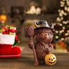 Halloween Highland Cow Resin Figurine Wizard Hat Pumpkin Broom Cattle Statue Sculpture Holiday Party Decoration Ornament
