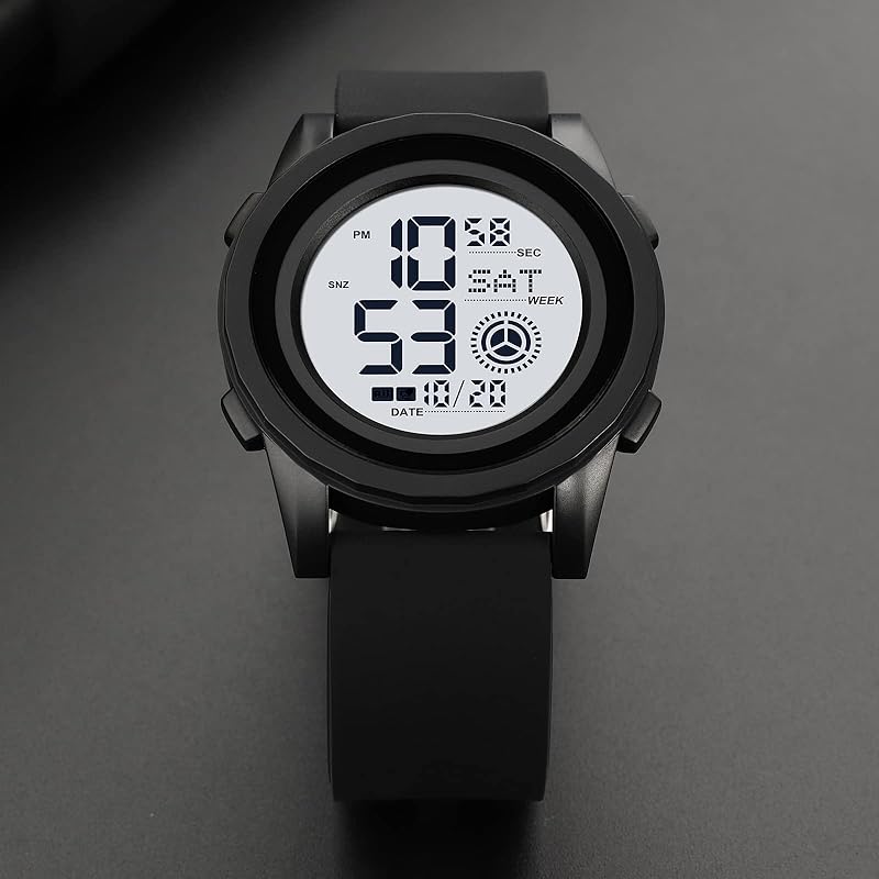 Часы Timever цифровые мужские. Тонкий мягкий ремешок, водонепроницаемые часы со светодиодным будильником, функцией секундомера, водонепроницаемые часы. Шрифт крупный и удобный.