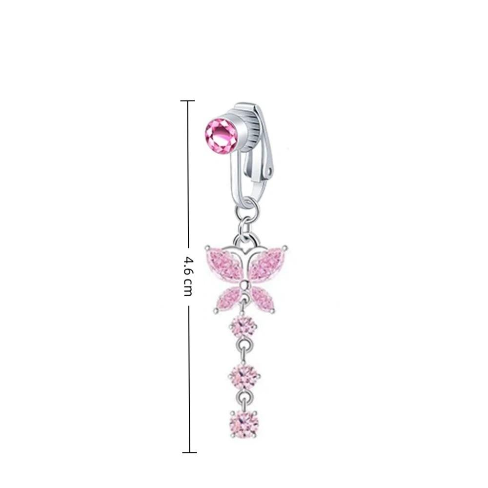 Butterfly Design Fake Belly Ring Zircon Belly Button Rings Navel Rings Fashion Accessory