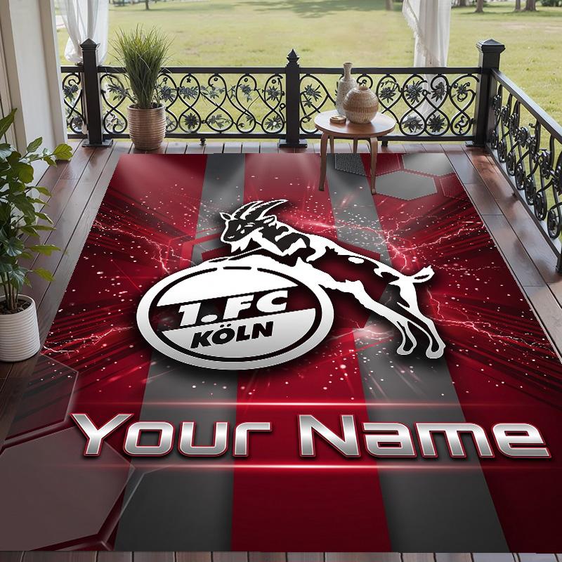 Custom Text Printed Rug FC Köln Non Slip Floor Carpet For Home Room Decor