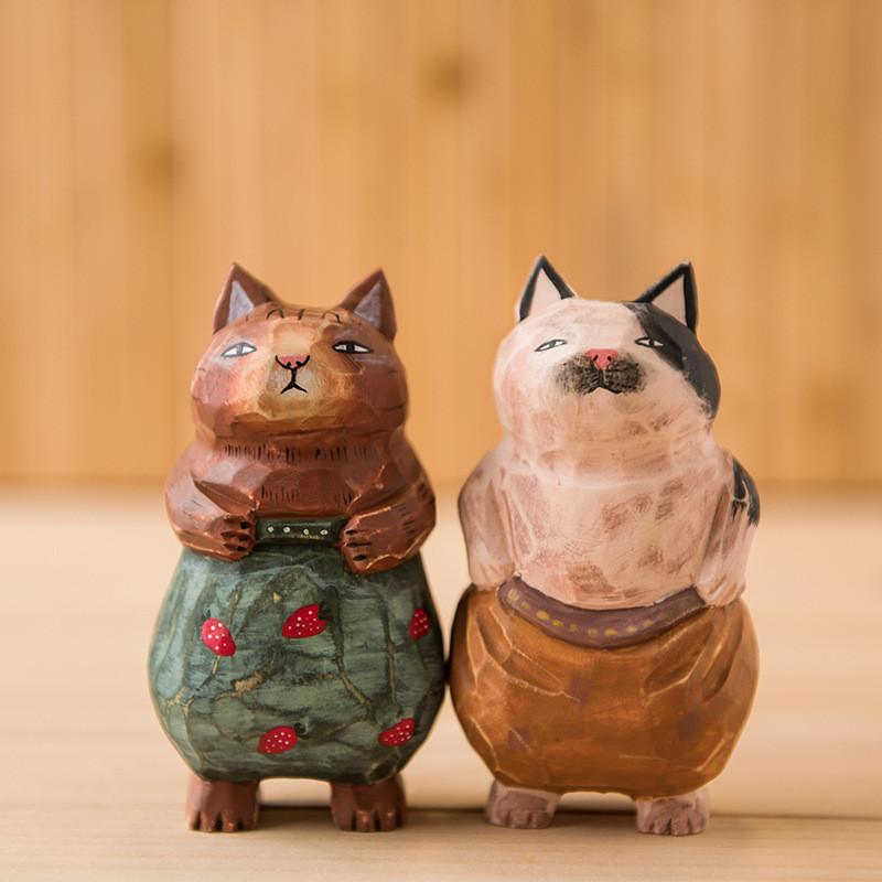 Деревянная фигурка кошки Декор Ручная работа Подарок для любителей кошек Домашний Офисный Дисплей