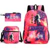 Teen Animation Backpack Elementary School Student Fashion School Bag Three-piece Set