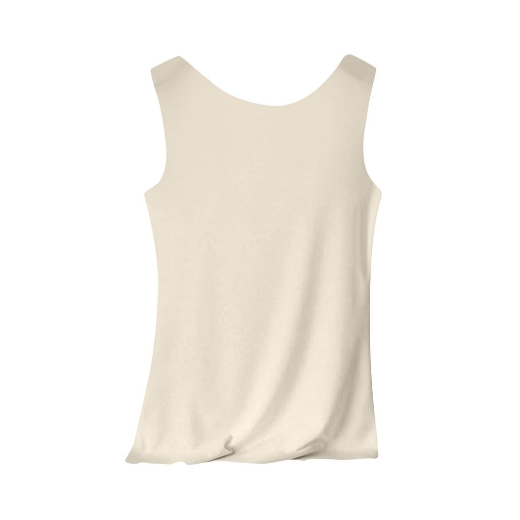 Women's Solid Color Tank Top Seamless Silk Undershirt Sleeveless Shirt