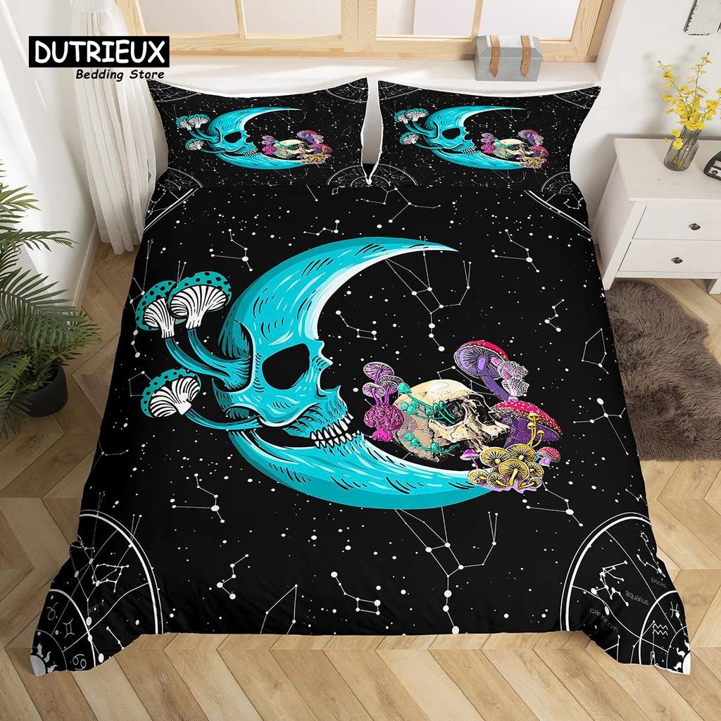 Пододеяльник с изображением моли Queen Bohemian Botanical Mushroom Комплект постельного белья Starry Sky Покрывало для одеяла в стиле бохо, сельский, пасторальный стиль