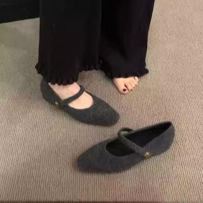 Высококачественные бархатные туфли-лодочки на толстом каблуке, женские осенне-зимние модели, для ношения с юбками, французские туфли Мэри Джейн, пушистые туфли