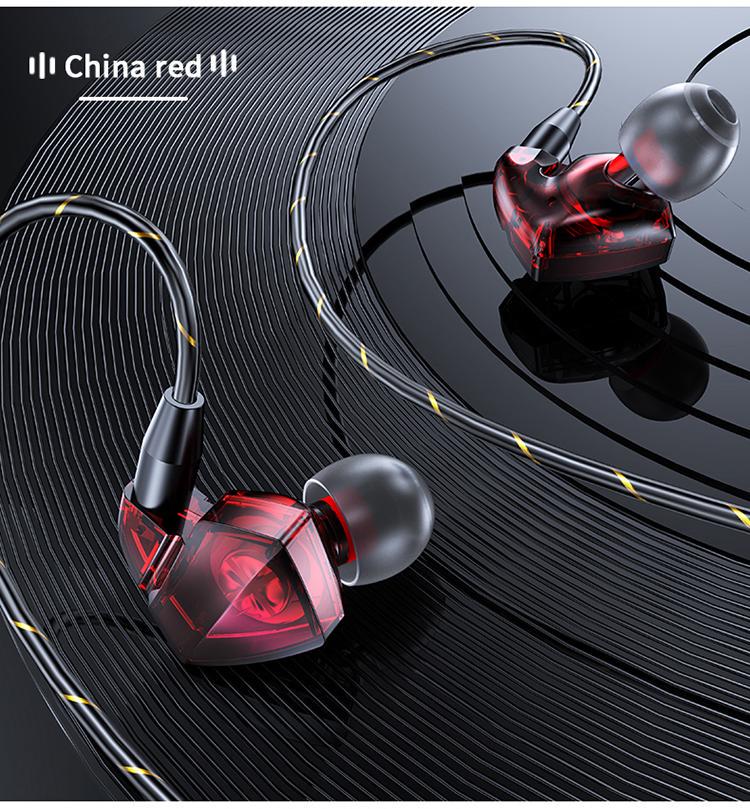 Стерео наушники внутриушные с усиленным проводом и встроенным микрофоном