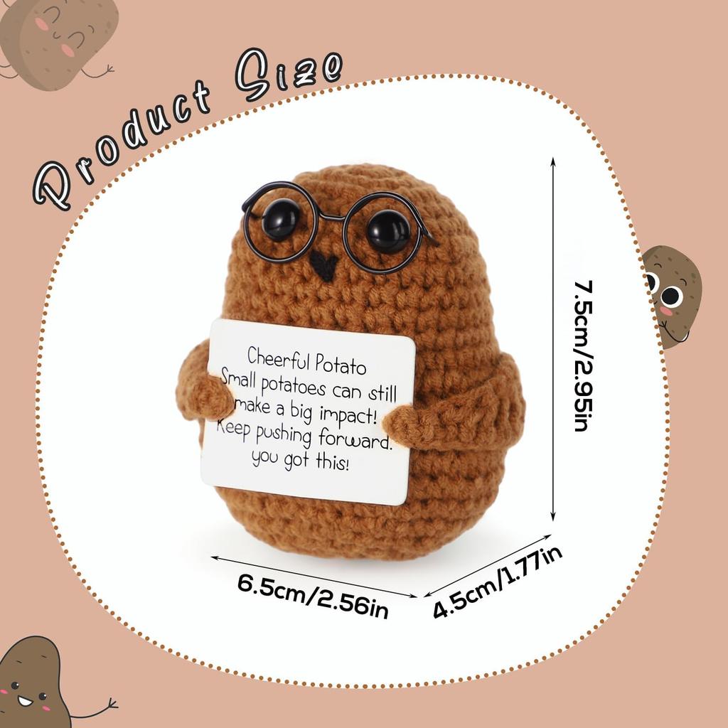 Funny Handmade Crochet Glasses Potato Doll Birthday & Christmas Gifts Crochet Positive Potato Desktop Ornament Home Decoration