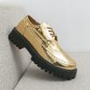 Fashion Korean Style Men's Design Thick Soled Men Casual Oxford Golden Fashionable Round Toe Gathering Comic Exhibition Large Size Shoes