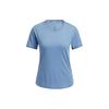Solid Color Casual Round Neck Short Sleeve T-Shirt Women Tops Blue HD9565