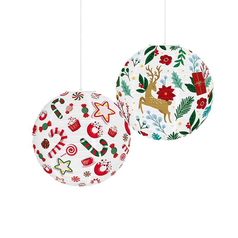 Christmas Hanging Lantern Chinese Paper Ball Lampion Christmas Festival Decoration Santa Xmas Gift Craft Decor Christmas Tree