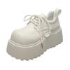 8CM Spring Women Chunky Leather Sneakers High Platform Female Trainers Wedge Casual Shoes Autumn Lace-up Sports Dad Shoes Woman