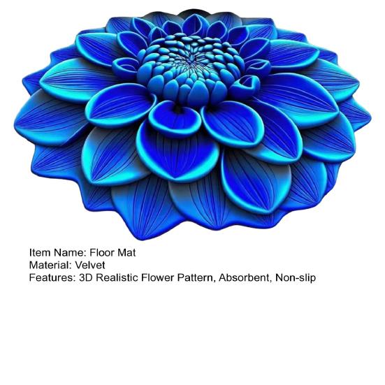 3D Реалистичный Цветочный Узор Абсорбирующий Коврик Нескользящий Цветочный Ковер Плюшевый Бархатный Напольный Коврик для Спальни Кухни Ванной Комнаты Дивана Кофейного Столика