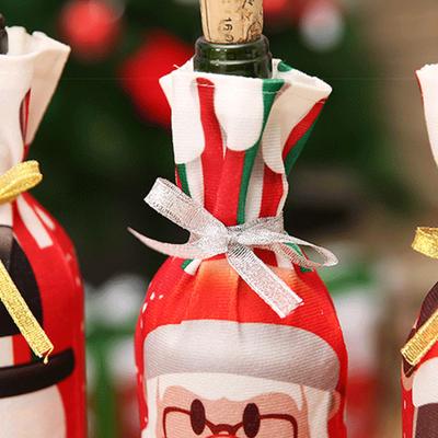 Рождественские чехлы на винные бутылки Декоративные чехлы на бутылки для обеденного стола Мультяшный Санта Рождественский вязаный свитер Винный подарок Подарочные пакеты Праздничные