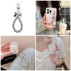 Fashion Bowknot Keychain Pendant Sweet Cute Beaded Keyring Hanging Decorations for Purse Bag Backpack Handbag Wallet
