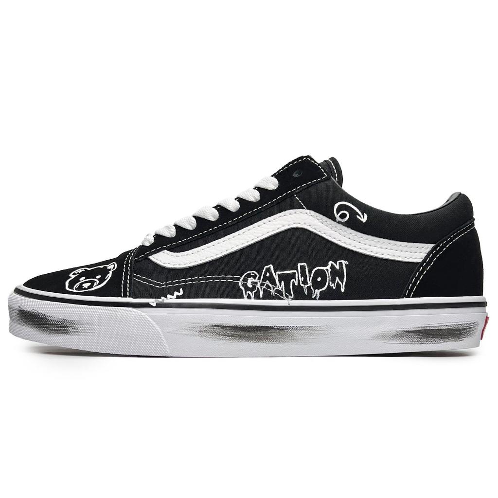 Vans Кеды для скейтбординга Old Skool Graffiti Bear, нескользящие, износостойкие, низкие, унисекс, черные с белым, VN000D3HY28(Команда285-)