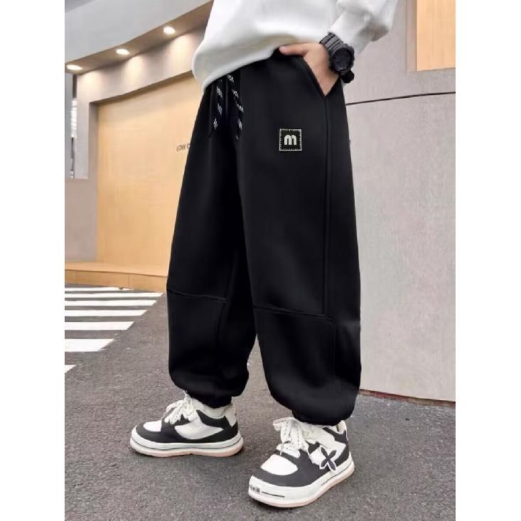 Boys' Spring and Summer Autumn Pants Children and Teens Pants Thin Children's Sports Straight Pants Trendy Three-Bar Pants Trendy