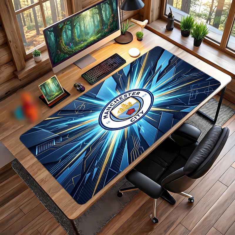 Большой игровой коврик для мыши с принтом Manchester City, нескользящий мягкий резиновый коврик для рабочего стола, декор для офисного ноутбука