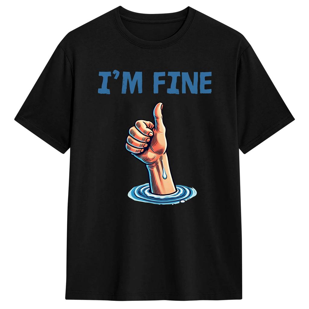 Streetwear T Shirt Beach Yeah Im Fine No Worries Funny Skull Quote Novelty T Shirts 100% Cotton Tee Shirt Short Sleeve Tops