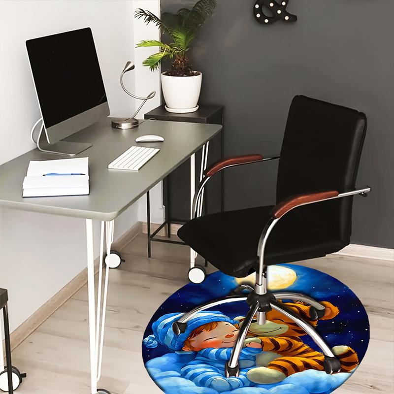 1PC Baby Tiger Non-Slip Floor Round carpet, Office, family, bedroom, Large Area Rug Indoor Rugs,  Durable PolyesterH0370