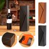 PU Leather Foldable Red Wine Gift Box Built-in Straps Wine Bottle Carrying Holder Friend Gift