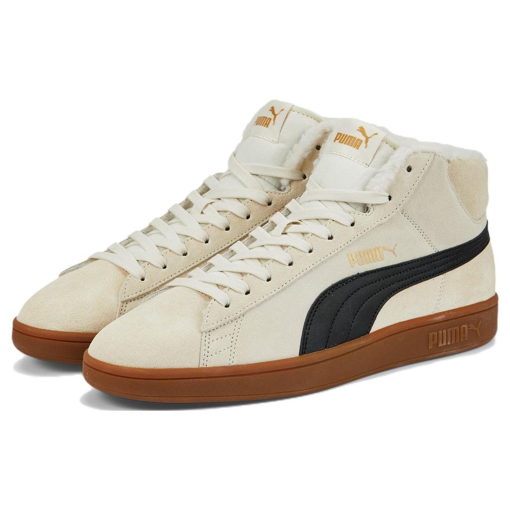 Puma Smash V2 Кожаные Удобные Теплые Кроссовки Средней Высоты Унисекс Кроссовки Молочно-Белые 375870-03