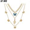Bohemian Multilayer Snake Butterfly Necklace for Women Fashion Gold Chain Choker Necklaces Gifts Jewelry
