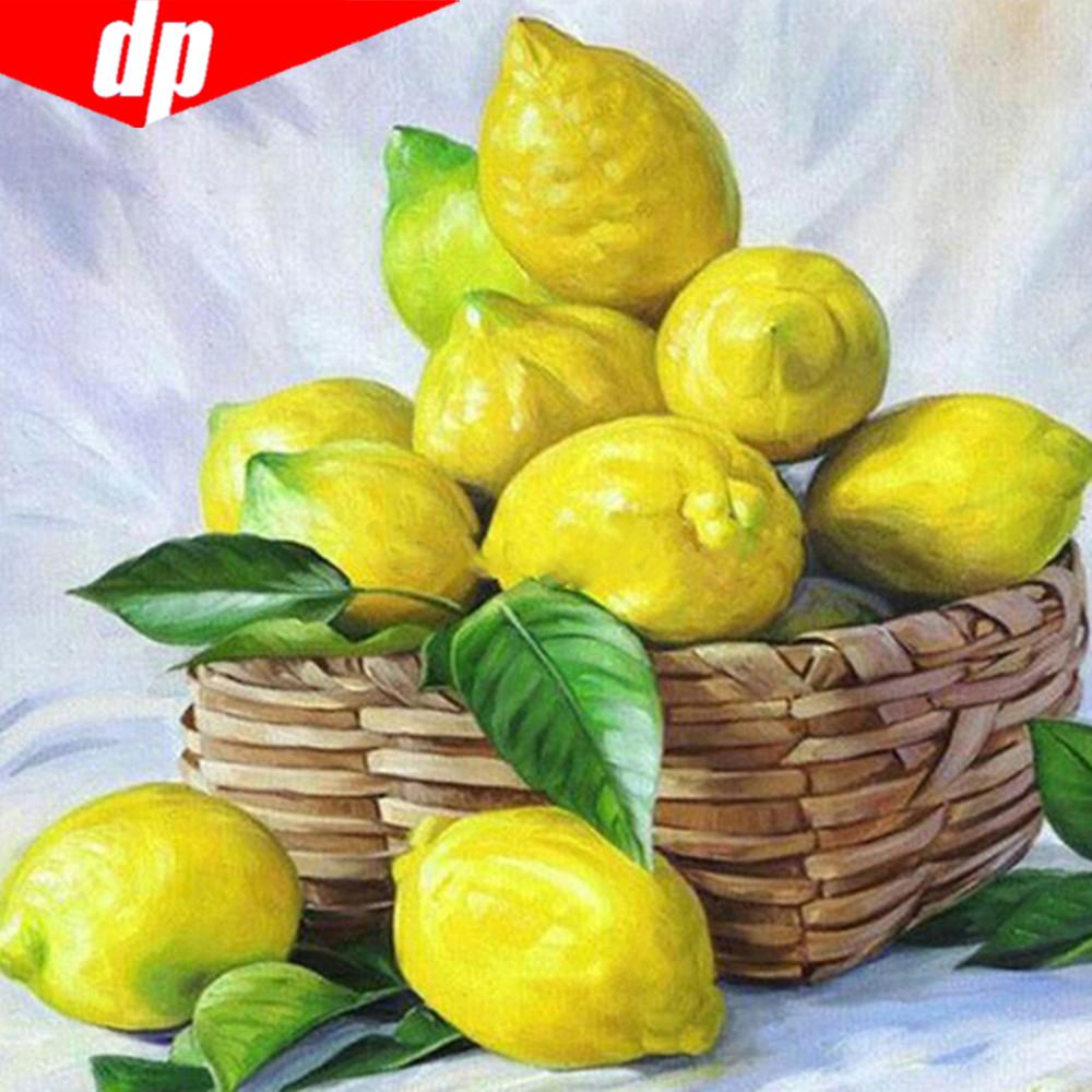 Алмазная картина Полный круглый фруктовый лимон Алмазная вышивка Крестом Алмазная вышивка