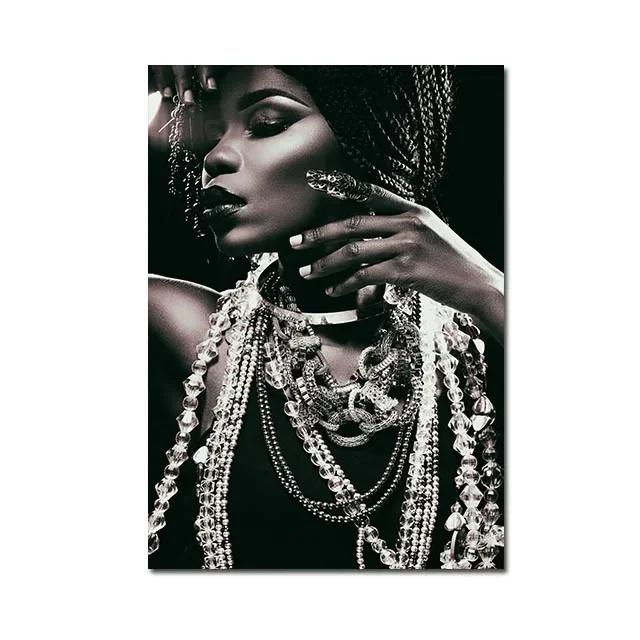 Африканские женщины Холст Живопись Черное Золото Женщина Постер и Принты Скандинавское Настенное Искусство Картина для Домашнего Декора Гостиная Фреска