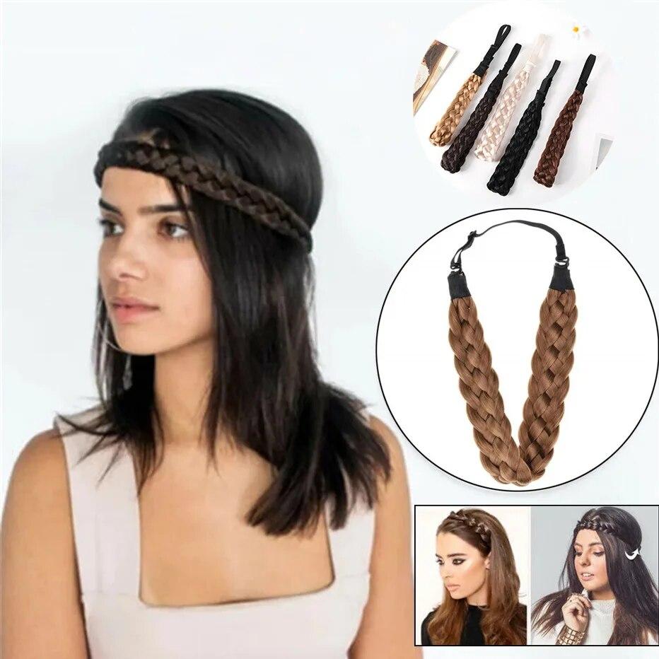 Come Shine Fashion Women Headband Elastic Hair Band Solid Wig Hair Accessories Braid Headwear Adjustable Size