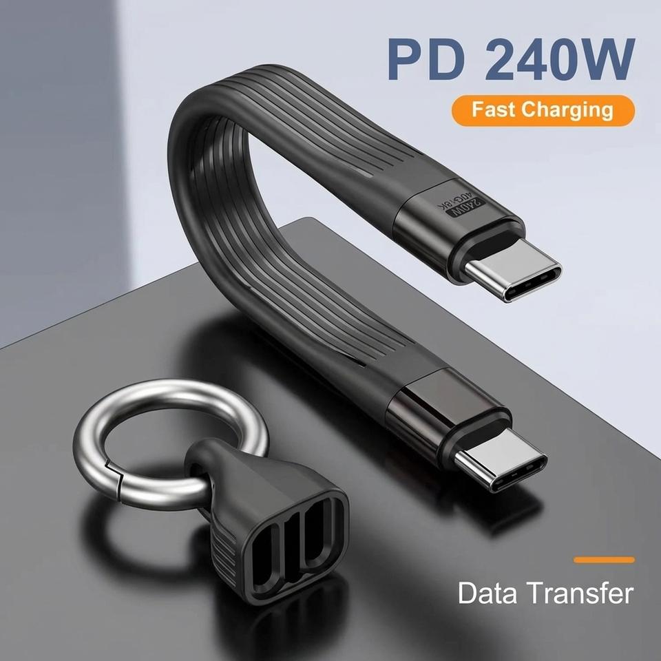 Кабель Type C 240 Вт 40 Гбит/с с брелоком PD3.1 5 А 8K@60 Гц USB-C на USB Адаптер Кабель для высокоскоростной передачи данных И быстрой зарядки