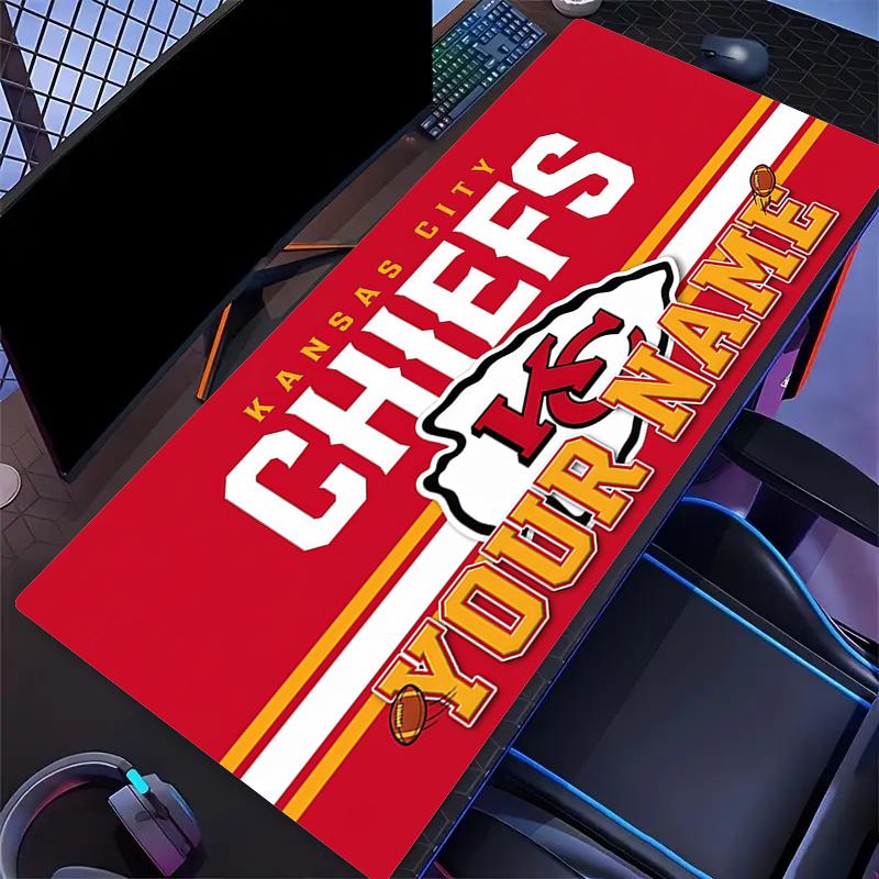 Custom Name,Kansas City Chiefs Mouse Pad, Large Gaming Desk Mat, Non-slip XXL Mousepad for Laptop & Tablet, Mini PC Playmat with Stitched Edges
