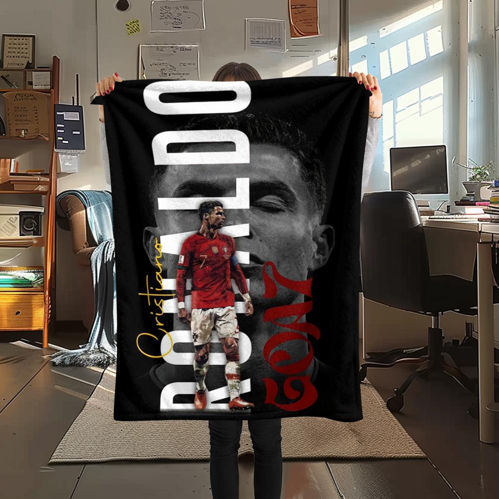 1pc C Ronaldo Print Flannel Blanket, High quality Comfortable for All Seasons, Home Decor, Warmth and Comfort, Perfect for Christmas Gifts25