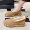 Мех Женские Хлопковые Туфли Балетки Повседневные Короткий Плюш Снежные Ботильоны 2025 Зима Теплые Удобные Лоферы Обувь Новый Бренд Mujer Botas