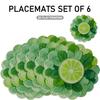 4/6pcs, Fresh Green Leaves And Lemon Pattern Placemats, 2D Flat, for Table Decoration, Kitchen Decor, Restaurant Decor, Everyday Use Decor, 15Inx15In