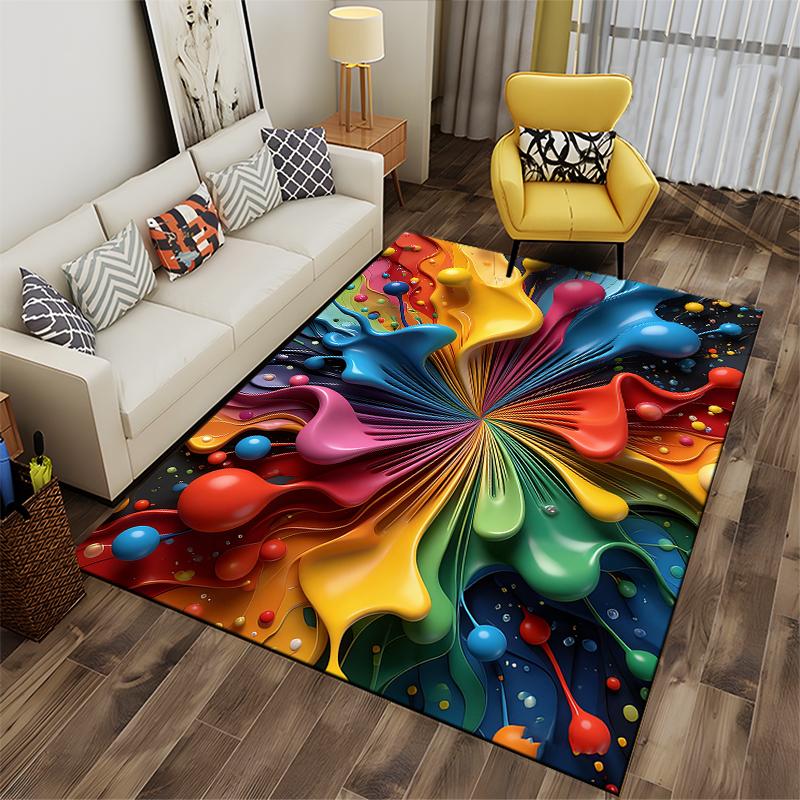 3D Colorful Abstract Splash Art Pattern Living Room Carpet Rug Suitable for use as an anti-slip for living room bedroom sofas