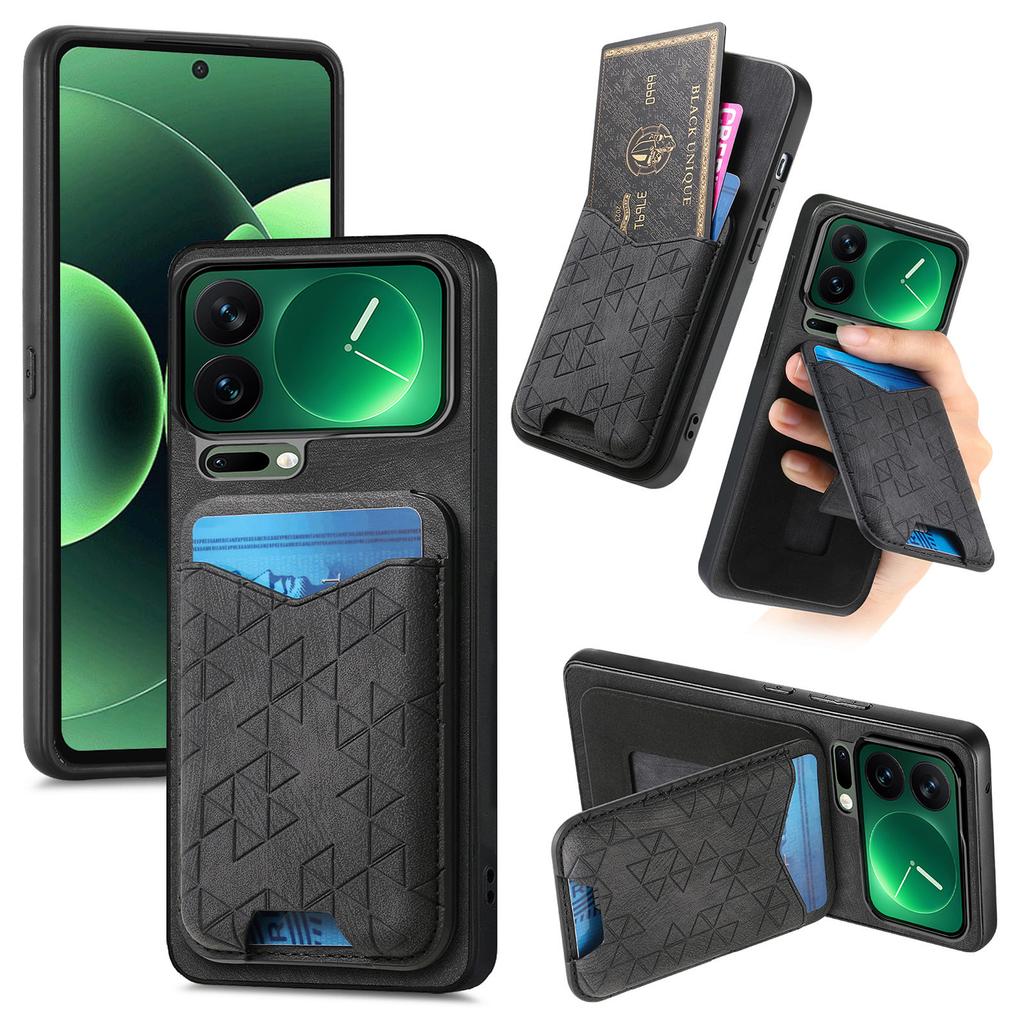 Тисненая Ретро Роскошная Магнитная RFID-Карта Кожаный чехол для телефона For Xiaomi 17 Pro Max 17Pro 15T подставка Ударопрочный Чехол