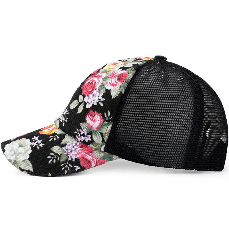 Солнцезащитный крем Бейсбольная кепка с цветочным принтом розы Спортивные сетчатые кепки Дышащие повседневные шляпы для гольфа Snapback Hat