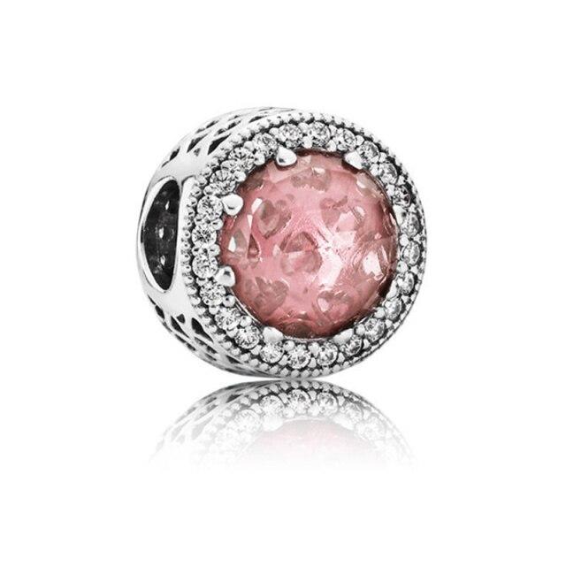 925 Sterling Silver Colorful Beads Transparent Shiny Row Clip Charm Fit Women Bracelet DIY Jewelry