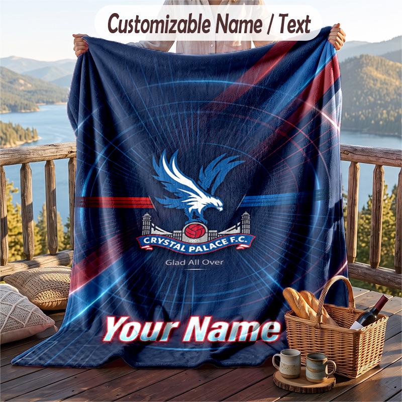 Flannel Blanket Crystal Palace Print Custom Name Text Soft Throw for Sofa Bed
