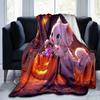 1pc White Cat Holding Pumpkin Lantern Blanket  Cartoon Throw for Room Decor, Gift Idea, Living Room, Travel, Camping, Car Blankets