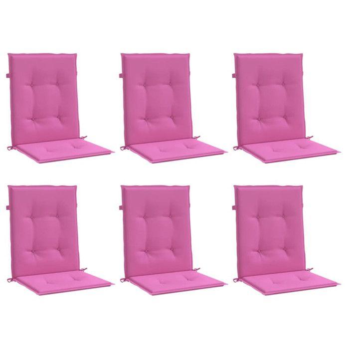 VidaXL Low Back Chair Cushions Set of 6 Pink Fabric 361336
