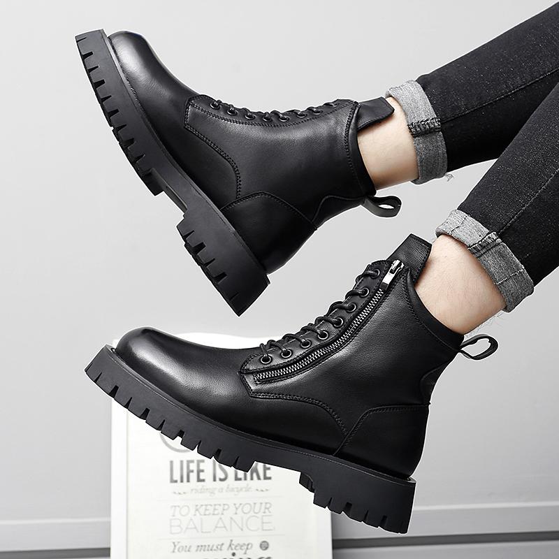 Новое поступление роскошных высоких мужских ботинок 2024 года, модные мужские ботинки из натуральной кожи с боковой молнией, мужские мотокроссовые ботинки