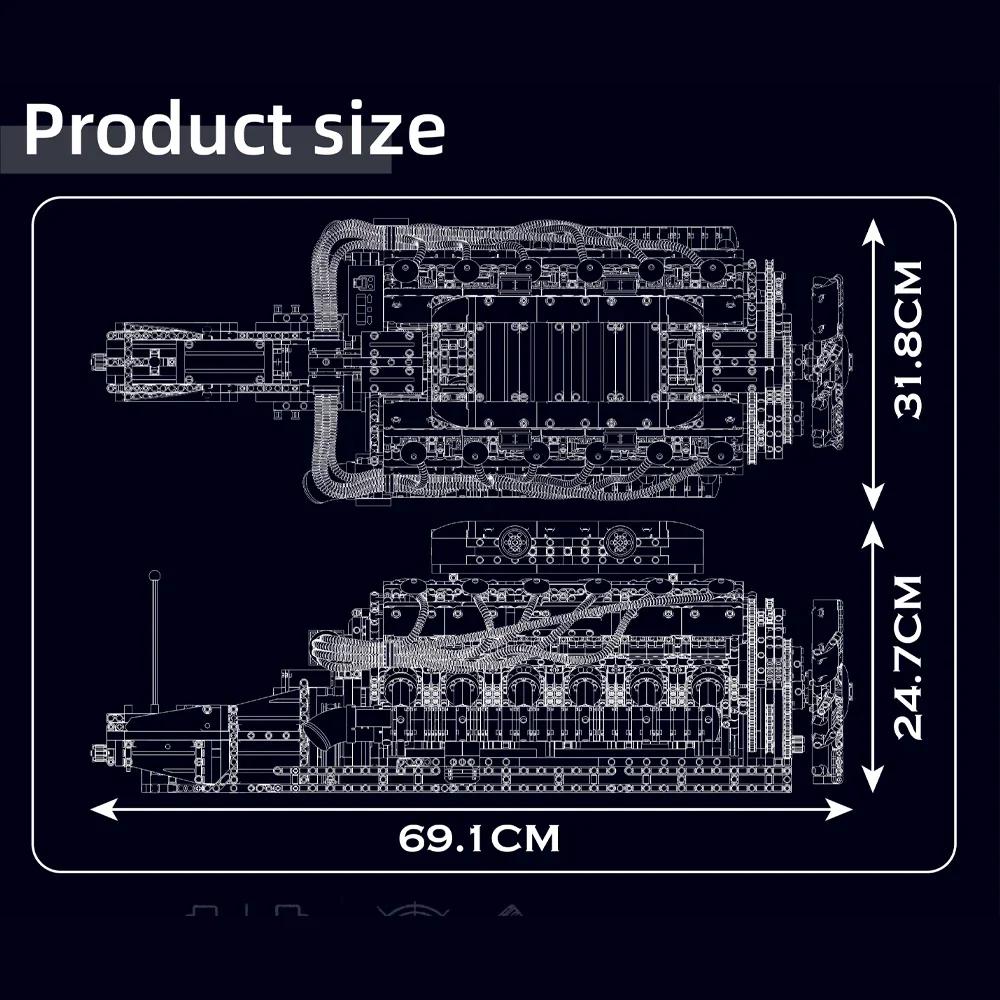 MOULD KING 10169 Модель двигателя V12 Конструктор Спортивный автомобиль 3472 детали Моторизованная сборка Головоломка Конструктор Игрушки Рождественские подарки