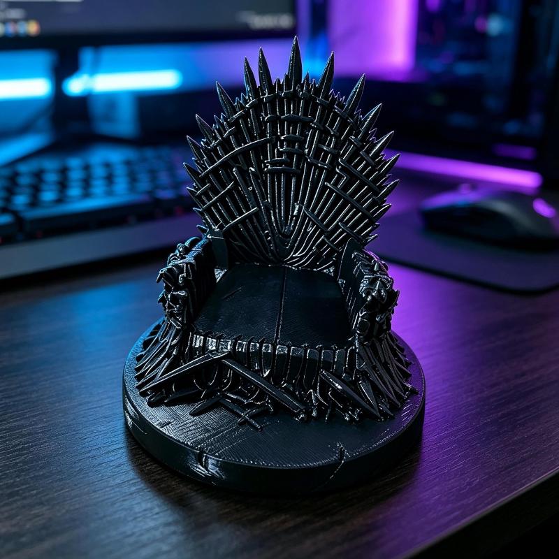 3D-печатное матово-черное кресло-трон в стиле фэнтези, универсальная подставка для телефона, Декор в стиле фэнтези