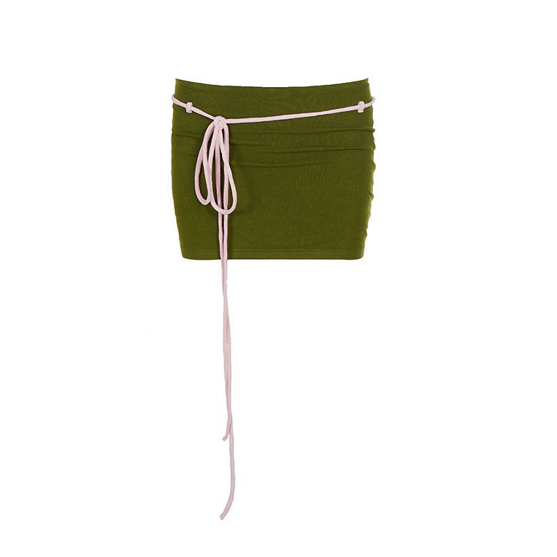 Resort-Style Beach Fashion, Contrasting Colors, Sexy Hottie Suspender Skirt Suit, Women's Lace-Up Sweet and Spicy Two-Piece Set