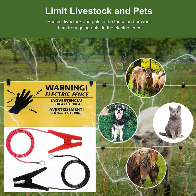 2 шт. садовые солнечные зарядные устройства для изгороди, провод для электроизгороди с зажимом типа "крокодил", зарядный провод, линии для проверки тока, соединительные линии инвертора