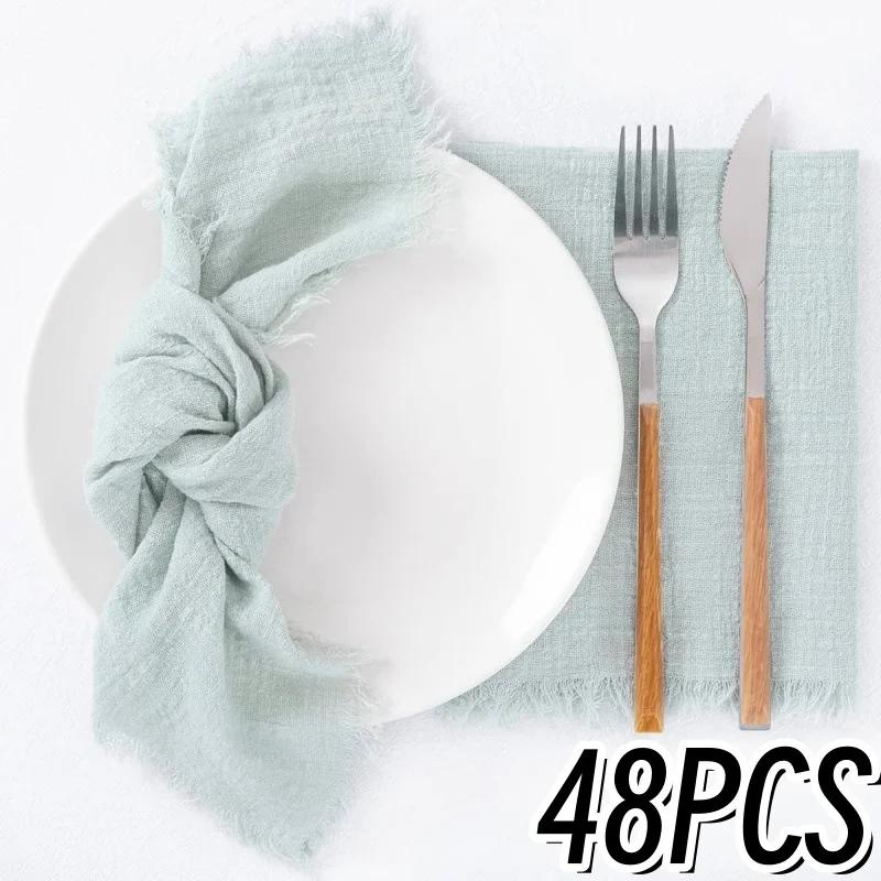 Салфетки 48 шт 30x30 см хлопчатобумажная ткань марля ретро деревенское полотенце салфетки для столовых приборов свадебная вечеринка льняная ткань украшение стола